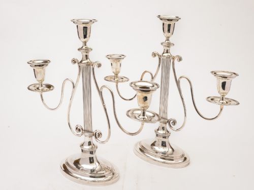 Pair of Georgian Sheffield Plated Candelabras