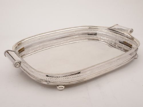 Large Victorian Silver Plated Gallery Tray Circa 1890