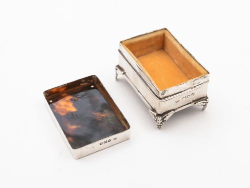 Edwardian Silver & Tortoise Shell Ring Box London 1907