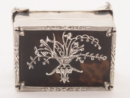 Edwardian Silver & Tortoise Shell Ring Box London 1907