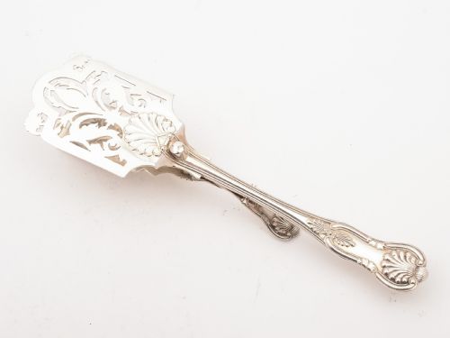 Pair of Victorian Kings Pattern Serving Tongs Circa 1890