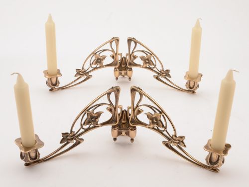 Pair of French Bronze Art Nouveau Candelabras Circa 1900