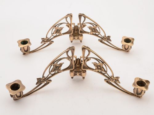 Pair of French Bronze Art Nouveau Candelabras Circa 1900