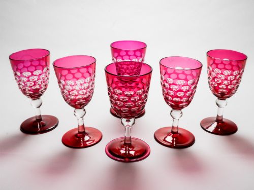 Victorian Set of 6 Wine Glasses Circa 1890