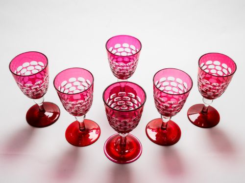 Victorian Set of 6 Wine Glasses Circa 1890