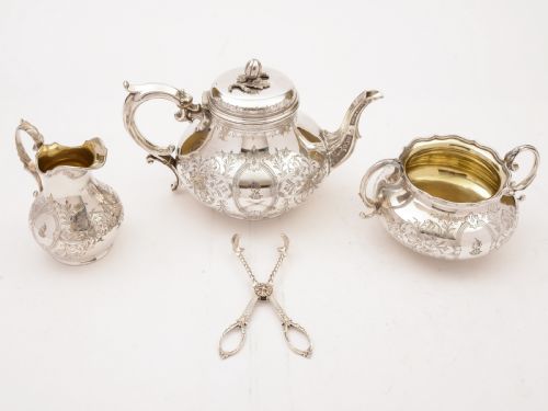 Elkington Three-Piece Silver Plated Tea Set 1860