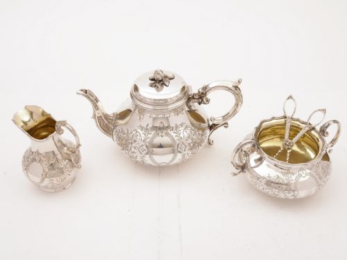 Elkington Three-Piece Silver Plated Tea Set 1860