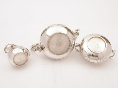 Elkington Three-Piece Silver Plated Tea Set 1860