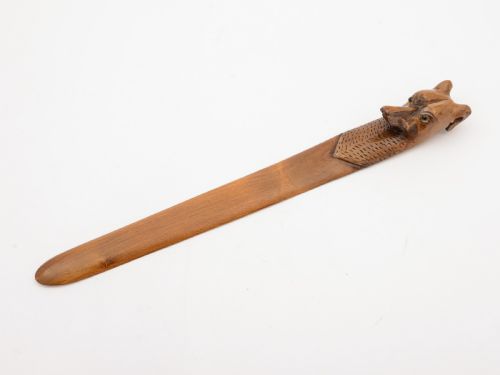 Continental Carved Pine Dogs Head Letter Opener Circa 1900