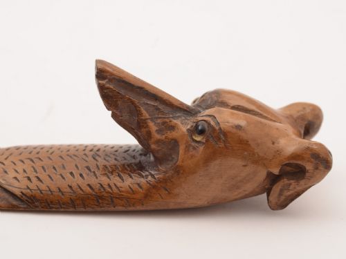 Continental Carved Pine Dogs Head Letter Opener Circa 1900
