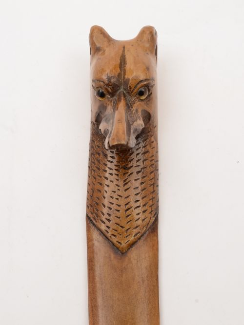 Continental Carved Pine Dogs Head Letter Opener Circa 1900