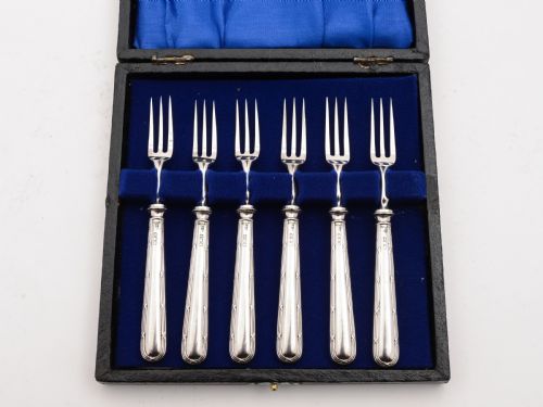Silver Handled Cake Forks London 1930
