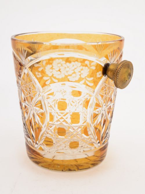 Continental Amber/Clear Glass Ice Bucket Circa 1930