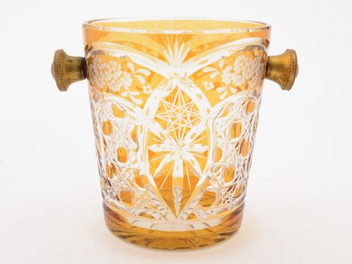 Continental Amber/Clear Glass Ice Bucket Circa 1930