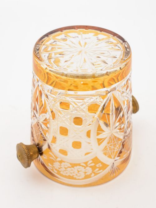Continental Amber/Clear Glass Ice Bucket Circa 1930