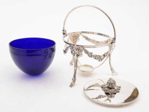 Victorian Glass and Silver Plated Biscuit/Cookie Box Circa 1880