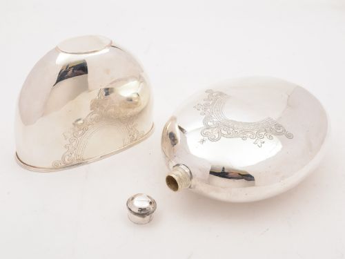 Victorian Large Silver Plated Hip Flask Circa 1890