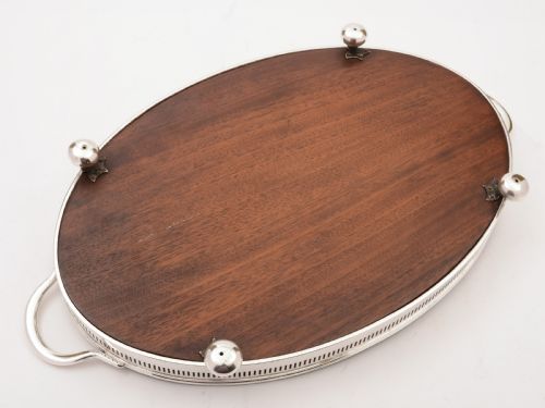 Edwardian Silver Plated and Mahogany Tray Circa 1905