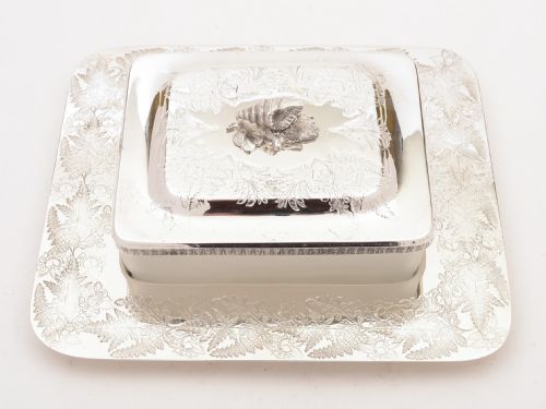 Victorian Silver Plated and Glass Butter Dish Circa 1890