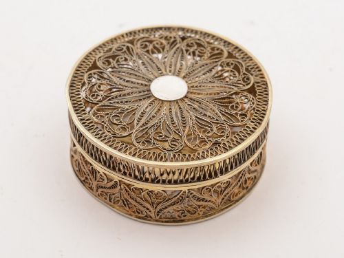 Continental Silver Filigree Pill Box Circa 1900