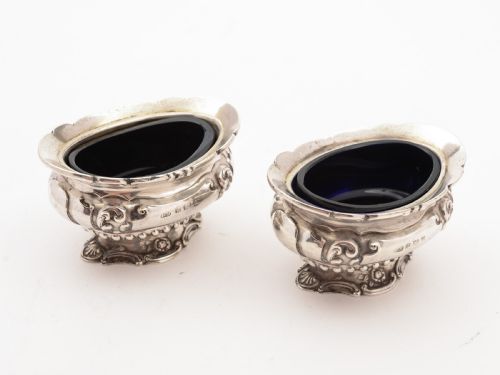 Pair of Edwardian Silver Salts Birmingham 1902