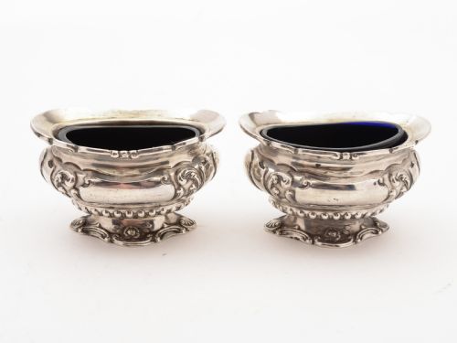 Pair of Edwardian Silver Salts Birmingham 1902