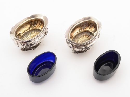 Pair of Edwardian Silver Salts Birmingham 1902