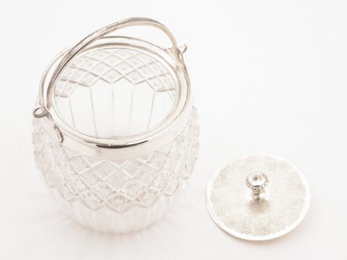 Victorian Cut Glass Biscuit Barrel Circa 1890