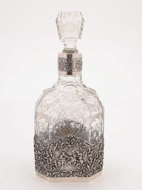 Dutch Silver and Glass Decanter 1928