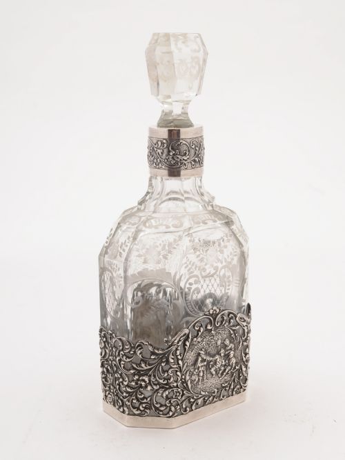 Dutch Silver and Glass Decanter 1928