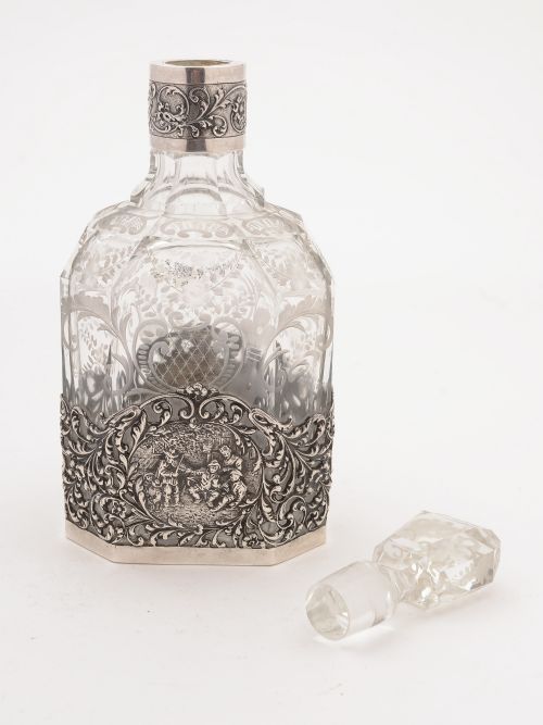 Dutch Silver and Glass Decanter 1928
