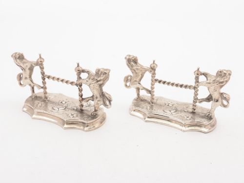 Pair of Victorian Lion Mounted Knife Rests Circa 1880