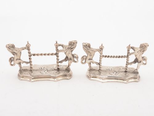 Pair of Victorian Lion Mounted Knife Rests Circa 1880