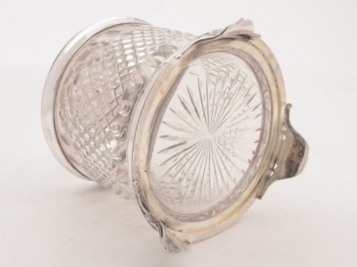 Victorian Silver Plated and Cut Glass Biscuit Box Circa 1890