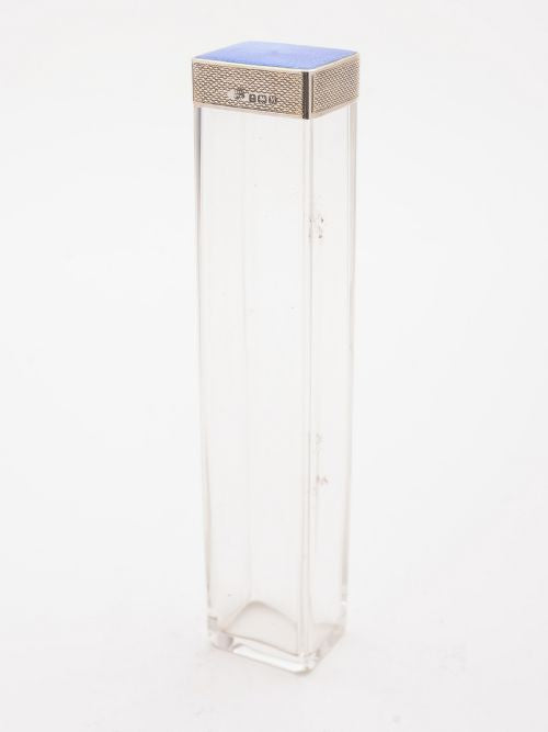 Art Deco Blue Guilloche Enamel-Topped Oblong Box