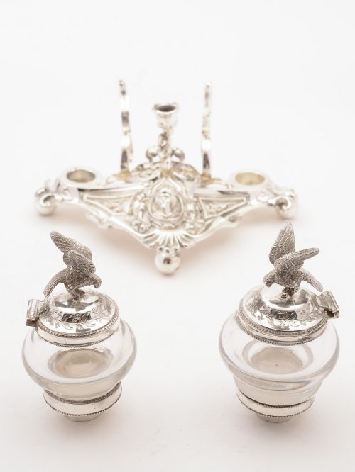 European Silver Plated Ink Stand Circa 1890