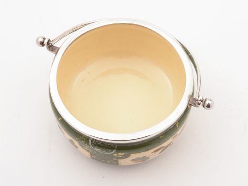 Victorian China and Silver Preserve Pot Sheffield 1887