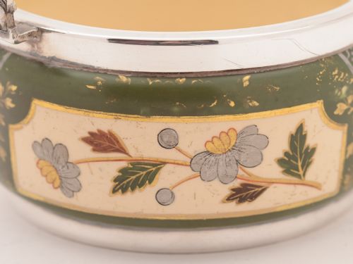 Victorian China and Silver Preserve Pot Sheffield 1887
