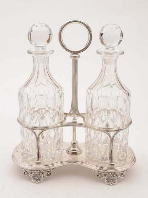 Victorian Cut Glass Decanters in Stand Circa 1890