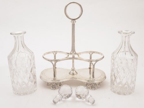 Victorian Cut Glass Decanters in Stand Circa 1890