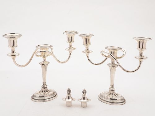 Pair of Georgian Style Silver Plated Candelabras Circa 1900