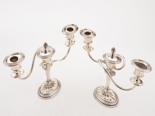 Pair of Georgian Style Silver Plated Candelabras Circa 1900