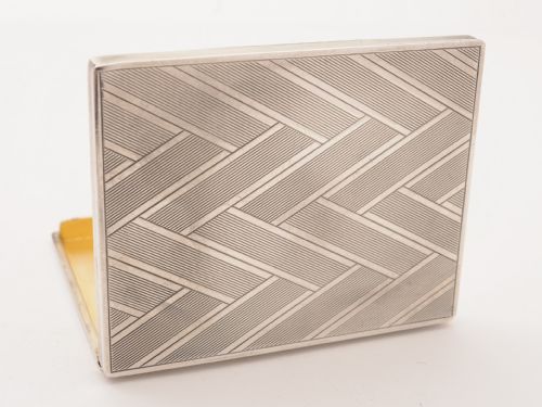 French Silver Art Deco Card Case Circa 1930