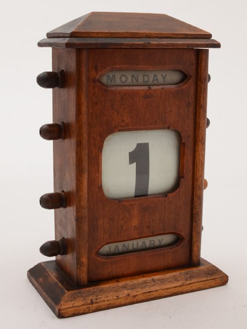 Edwardian Mahogany Desk Calendar Circa 1900