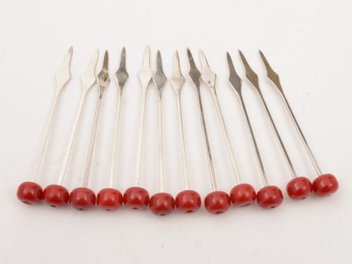 Set of 12 Silver and Bakelite Cocktail Sticks London 1935
