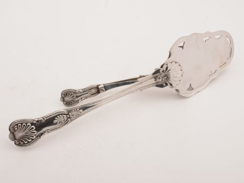 Pair of Victorian Kings Pattern Serving Tongs Circa 1890