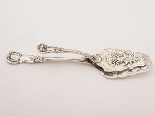 Pair of Victorian Kings Pattern Serving Tongs Circa 1890