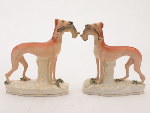 Pair of English Staffordshire China Dogs Circa 1860 