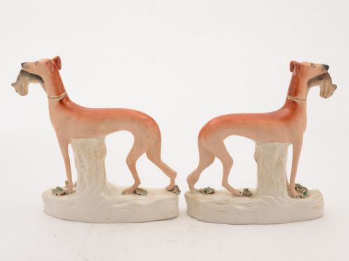 Pair of English Staffordshire China Dogs Circa 1860