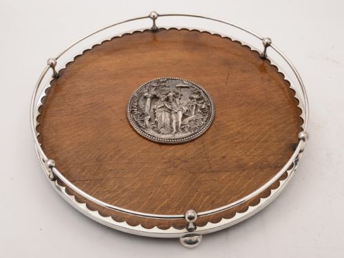 Victorian Circular Oak Drinks Tray Circa 1890